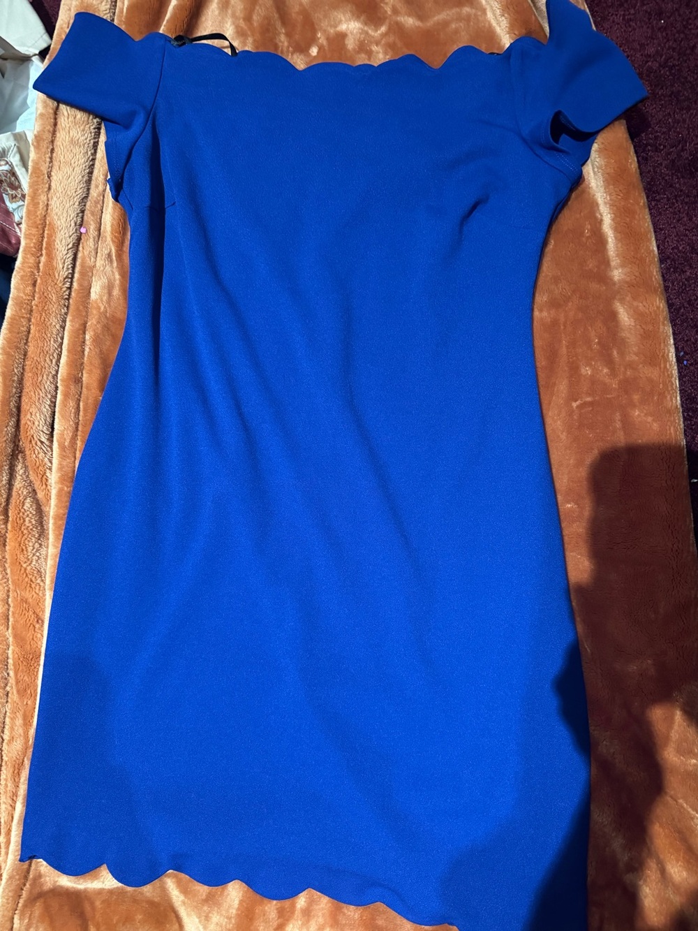 BECCA One-Shoulder Scallop-Edge Dress in Royal Blue